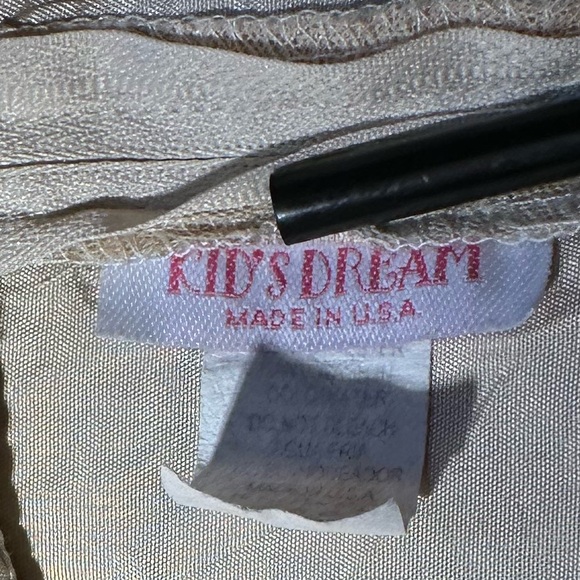 Kid’s Dream Occasion/Flower Girl Champagne Satin Dress Rosette Bodice ~ Kid 9-10 - Picture 8 of 16